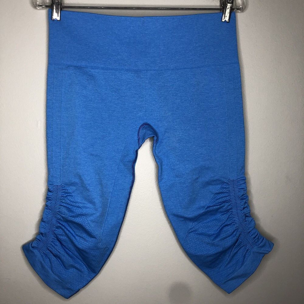 Lululemon Women's 10 Blue Awakening Crop High Rise Ruched‎ Activewear Leggings